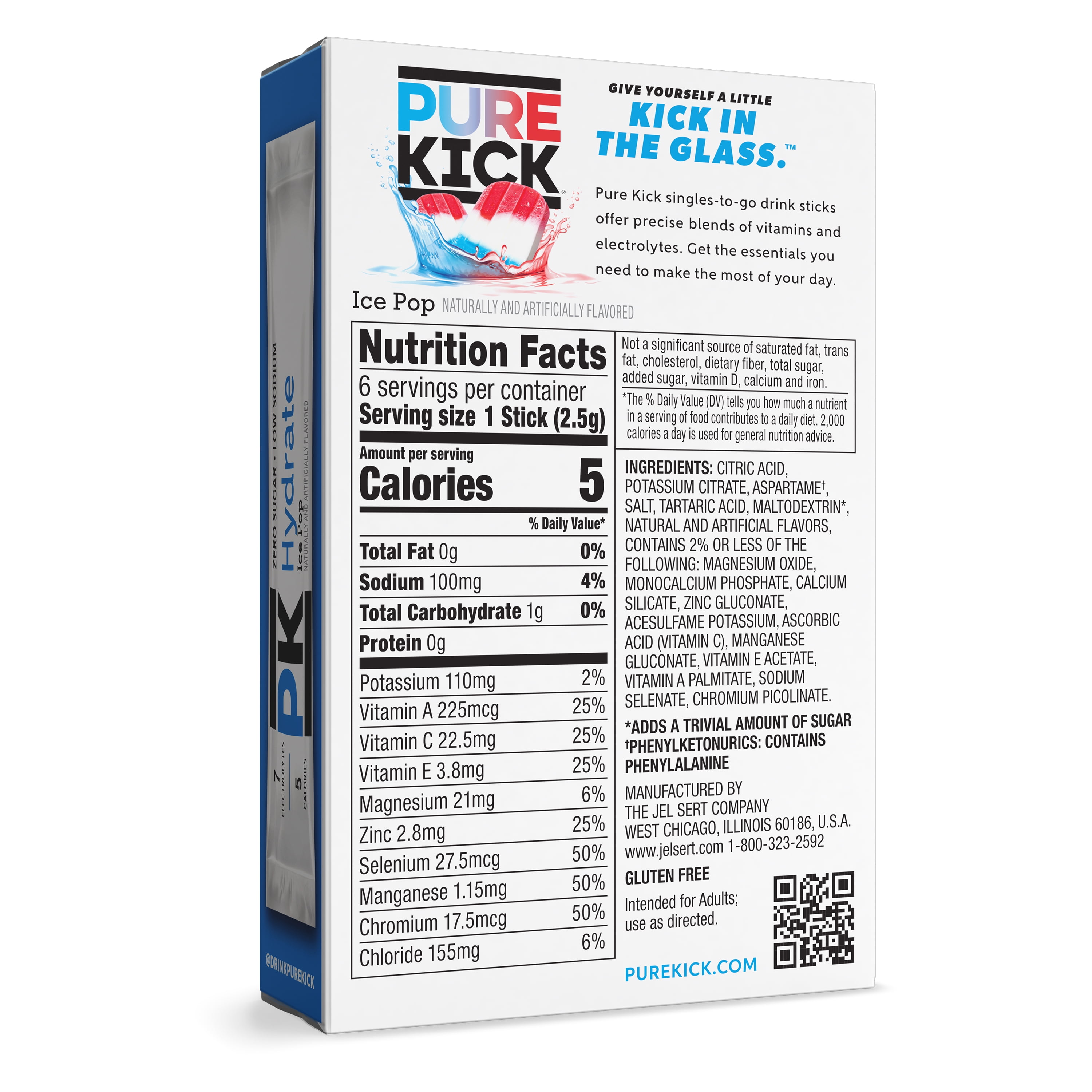 (6 pack) Pure Kick Ice Pop, Hydration Electrolyte Powdered Drink Mix, 6 Count Packets
