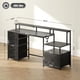 thumbnail image 2 of JWRWEFA 67" Computer Desk with File Cabinet, LED Lights & Power Outlets, Home Office Desk with USB-C, Dual Monitor Stand & Fabric Drawers, Black, 2 of 11