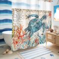 thumbnail image 5 of No Hook Shower Curtain, Sea Turtle Coastal Shower Curtains for Bathroom with See Through Top Window, Vintage Beach Coral Starfish Nautical Waterproof & Washable Bath Curtain Long 72"x78", 5 of 9