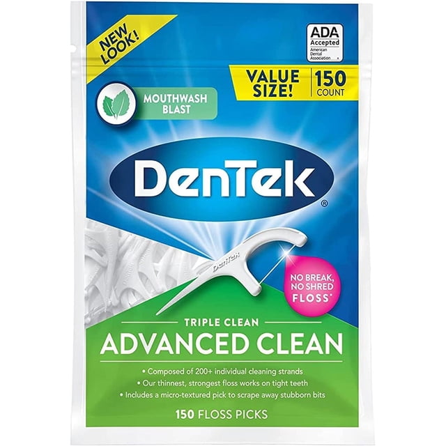 DenTek Triple Clean Advanced Clean - Púas de hilo dental, sin roturas y sin triturar, 150 unidades Dentek 1