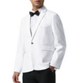 thumbnail image 4 of INSPIRE CHIC Men's Notch Lapel One Button Formal Solid Color Business Suit Jackets S White, 4 of 5