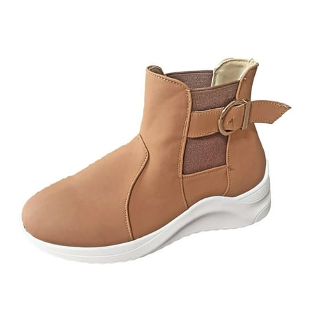 

Christmas Gifts Juebong Women s Western Shoes Buckle Strap Ladies Casual Ankle Boots Retro Slip On Pointed Shoes