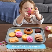 Lalalark 36Pcs Cookie Play Food Set, Kitchen Pretend Toy Food Sets with Plastic Cookies and Baking Sheet for Boys and Girls, Best Gift for Kids