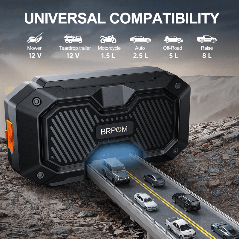 BRPOM 5000A Jump Starter, 12V Portable Car Jump Starter 15800mAh Car Battery Pack for Up to ALL Gas & 8L Diesel Engines, Battery Booster Charger Jump Box with 3 Modes LED Flashlight, Jumper Cable