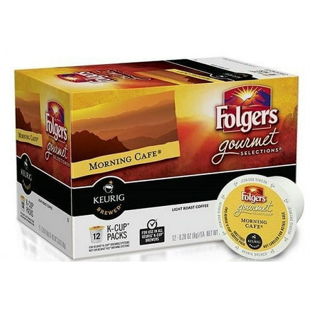 Folgers Morning Cafe K Cup Pods for Keurig Brewers, Light Roast, 12 Count (Pack of 3), 36 Count