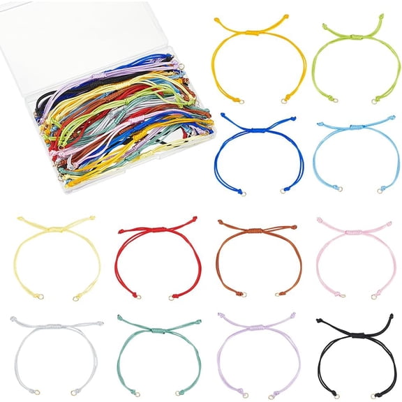 1 set 36pcs 12 colors Nylon Cord Bracelets Making Mixed color 5-1/8 inch(13cm) 3pcs/color