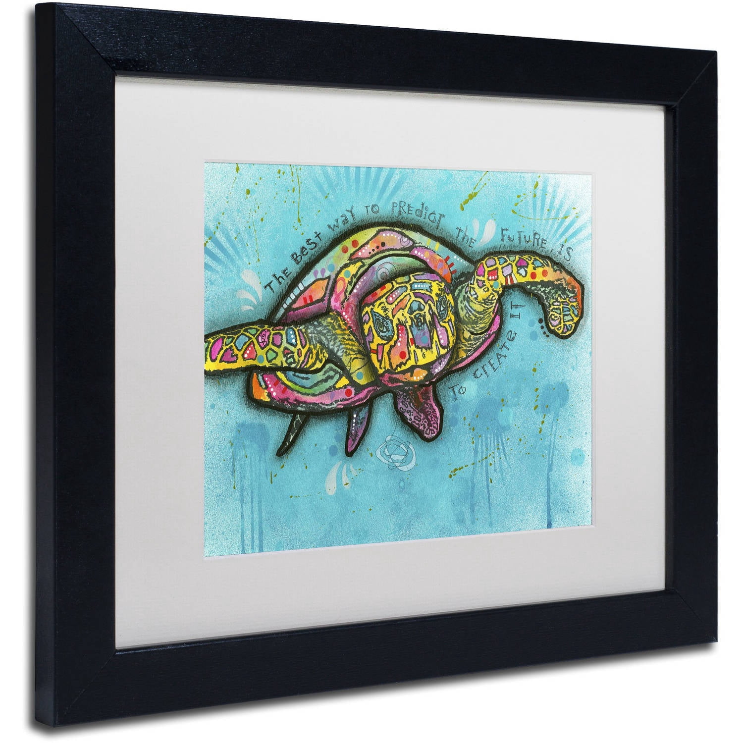 Trademark Fine Art "Turtle" Canvas Art by Dean Russo, White Matte, Black Frame