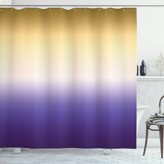 Ambesonne Ombre Shower Curtain, Creative Color Change, 69"Wx84"L, Dark Mustard Blue Violet