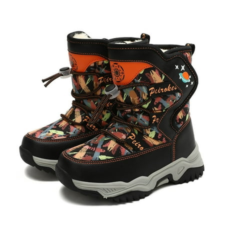 

ZMHEGW Children Shoes Camouflage Snow Girls Boys Outdoor Waterproof Non Slip Warm Cotton Snow Boots For Girls