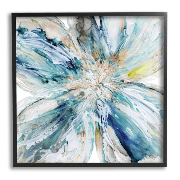 Stupell Blossom Burst Abstract Flower Abstract Painting Black Framed Art Print Wall Art