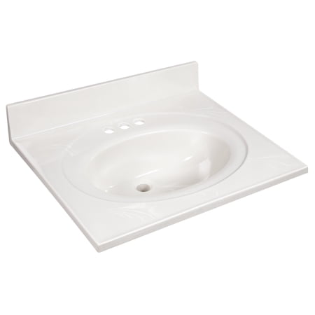 Design House Cultured Marble 25" x 22" Single Bowl Vanity Top with Backsplash and Centerset Mount, Ivory Swirl