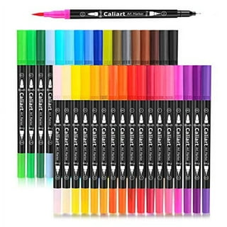 Piochoo Dual Brush Marker Pens,24 Colored Markers,Fine Point and Brush Tip  for Kids Adult Coloring Books Bullet Journals Planners,Note Taking Coloring