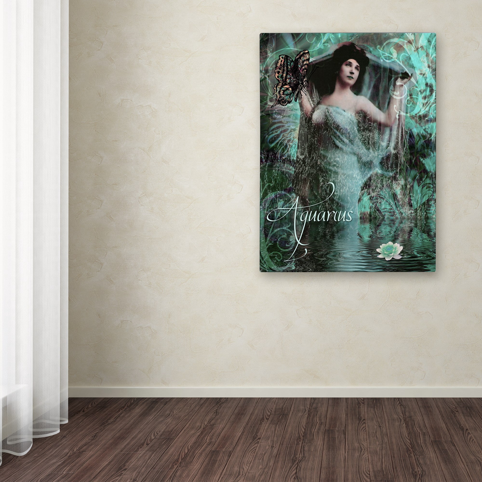 Trademark Fine Art "Art Nouveau Zodiac Aquarius" Canvas Art by Color Bakery