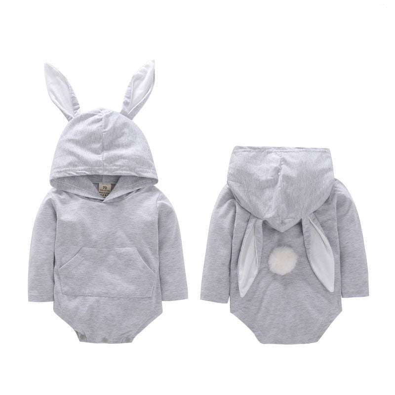 Baby bunny ears hoodie onesie 2025
