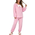 thumbnail image 2 of Frostluinai Pajamas Sets for Women Soft Comfy Fluffy Pajama Fleece Pullover Bow Flannel Pjs Warm Plush Lounge Sleepwear Two Piece S-XL, 2 of 8