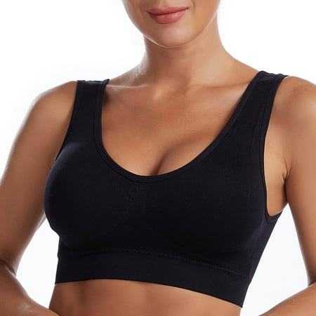 

UHUYA Womens Bras Mothers Day Gifts Traceless Comfortable One-piece No Steel Ring Vest Breathable Gathering Bra Underwear Black 100ABC