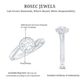 thumbnail image 5 of Rosec Jewels Lab Grown Diamond Floral Ring | Promise Engagement Ring with Halo (EF-VS Quality), 925 Sterling Silver, US 4.00, 5 of 8