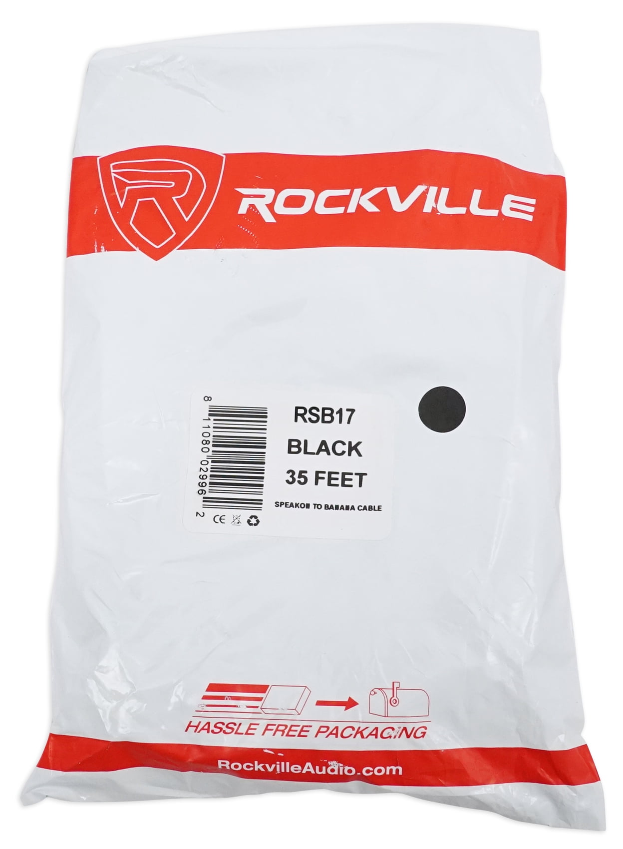 Rockville RSB17 35 Foot Speakon to Banana Speaker Cable, 16 Gauge, 100% Copper!