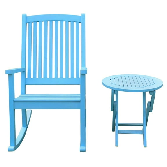 International Caravan Nicosia Acacia Wood Rocker & Side Table - Sky Blue