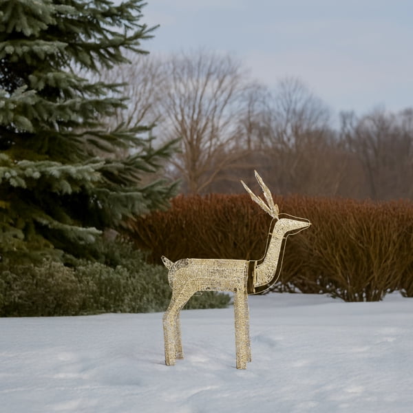 43.5" Lighted Animated Reindeer Christmas Decoration, 120 Warm White LEDs, Motorized Head-Shaking Design for Indoor, Outdoor Use