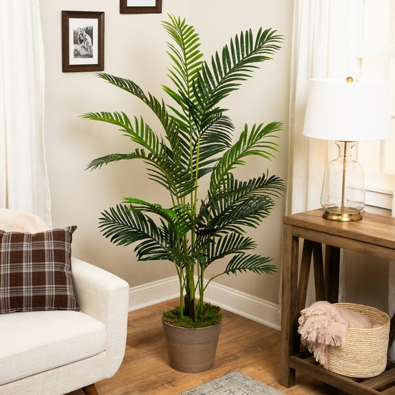 Northlight Potted Artificial Green Areca Palm Tree - 5.25'