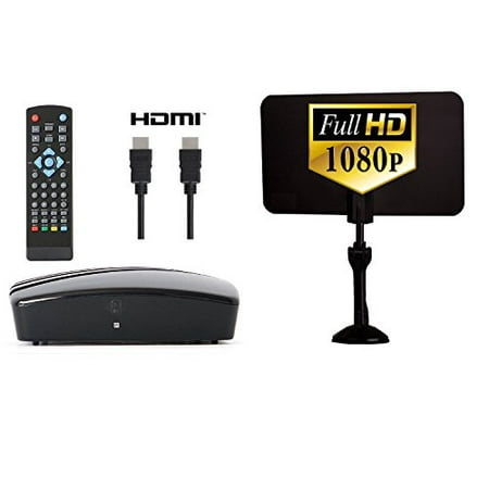Digital Converter Box + Digital Antenna + HDMI and RCA Cable - Complete Bundle to View and Record HD Channels For FREE