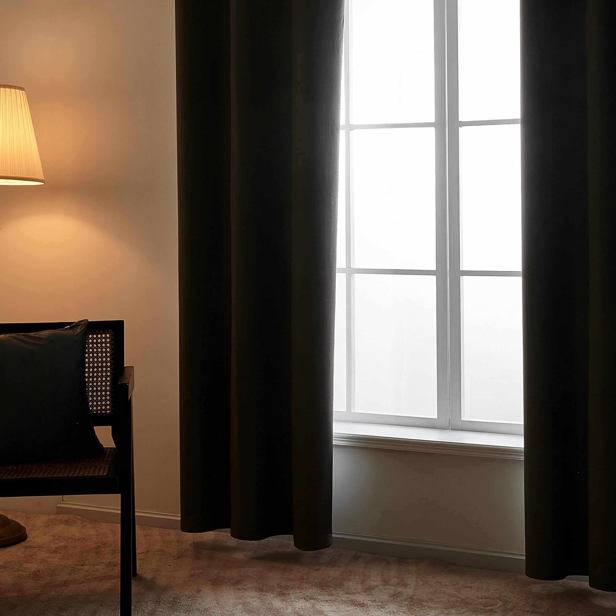 ZOPZO 100% Blackout Curtains Thermal Insulated, Black, 42W x 72L Inch, Grommet Drapes Noise Reducing for Bedroom Living Room, 2 Panels