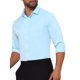 thumbnail image 4 of Camisa de hombre de inspiración chic, con cuello puntiagudo, de manga larga, botón, color sólido, camisa de vestir de negocios, M, azul claro, 4 of 5