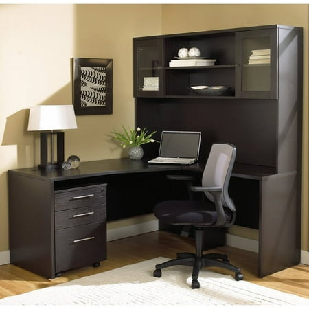 Jesper Office 100 Series L Shaped Desk With Hutch And Mobile Jesper Office 100 Series L Shaped Desk With Hutch And Mobile Pedestal Espresso