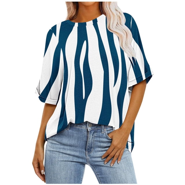 Pisexur Hauts d'Été pour Femmes Mode Décontractée Manches Courtes Col Rond T-Shirts Confortables Amples Surdimensionnés Imprimé Floral Blouses Hauts Mode T-Shirts Imprimés Graphiques Grande Taille Tops de Sortie S-5TG