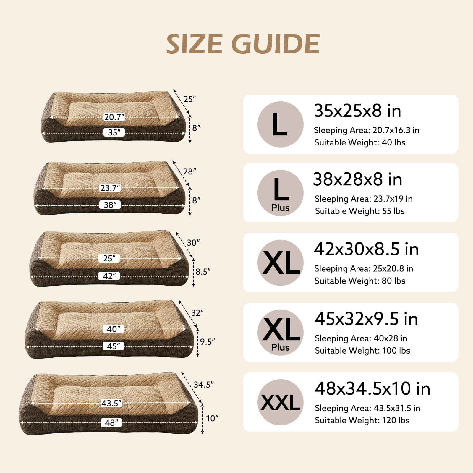 Xl Dog Beds Large Sized  Extra Thick Supportive Big Dogs Couch Bed With Sides Ultra Soft Pet Sofa For Brown 38''x28''