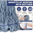 thumbnail image 6 of 3 Pack Heavy Duty Commercial Mop Head Replacement,Looped End String Cotton Mop Heads,Industrial Wet Mops Refill for Floor Cleaning(Blue), 6 of 7
