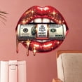 thumbnail image 1 of Adhesivo de pared de PVC extraíble con labios brillantes y dinero, 1 of 4