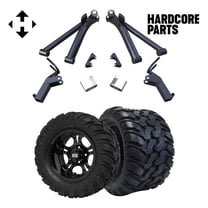 Hardcore Parts 6" A-Arm Lift Kit for Yamaha G2/G9 Golf Cart with 12" Black 'DARKSIDE' Wheels and 22"x11"-12"  DOT rated Mud-Terrain/All-Terrain tires