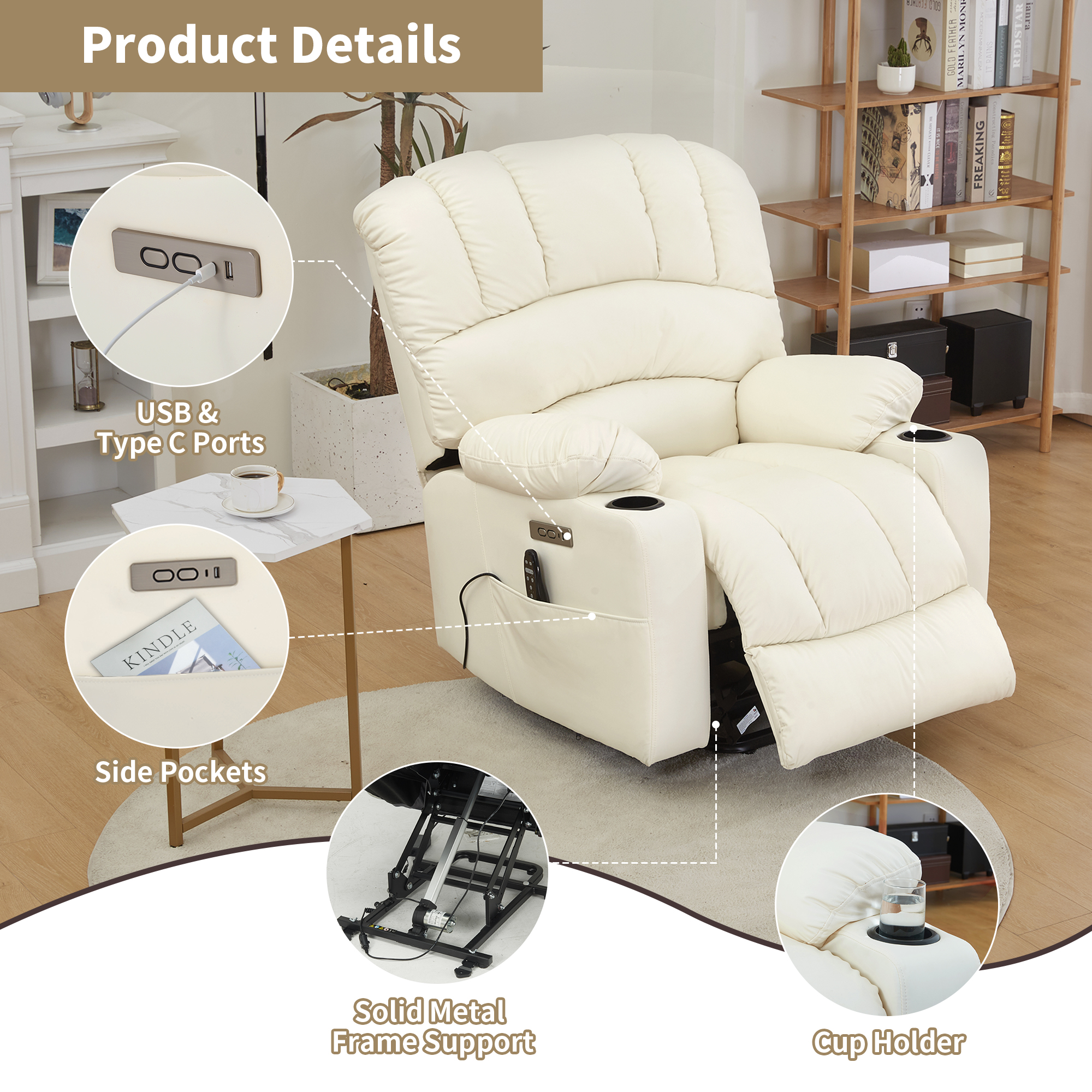 DURASPACE Power Lift Massage Recliner Chair for Elderly Adult with ...