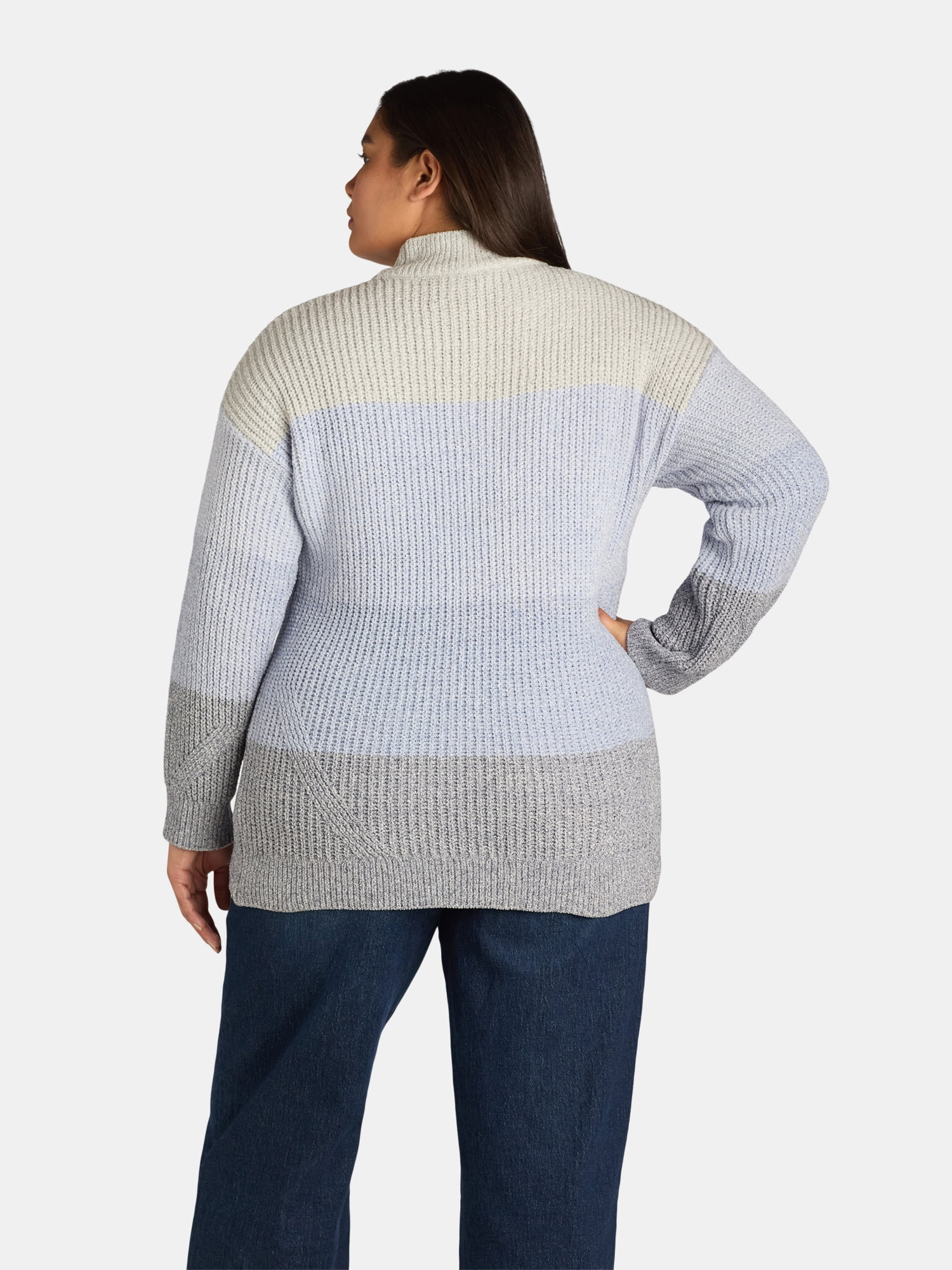 Terra & Sky Women’s Plus Size Mock Neck Chenille Sweater, Sizes 0X-5X