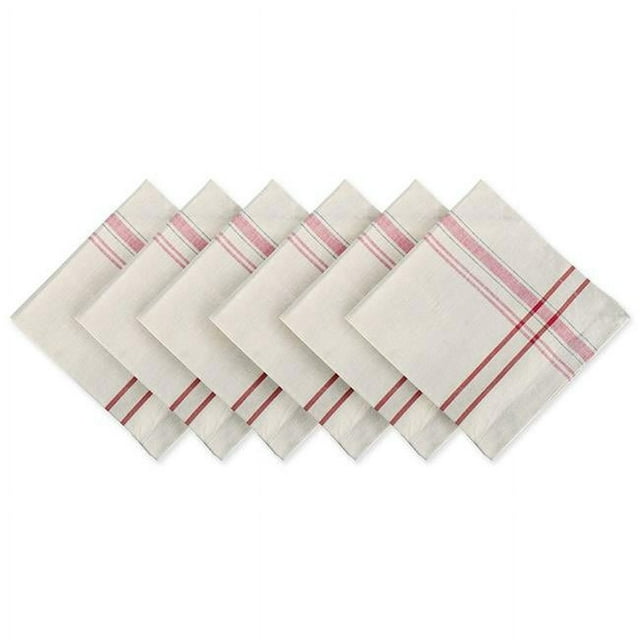 Design Imports Ensemble de Serviettes à Rayures Françaises Rouges de 6