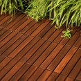 thumbnail image 3 of BTMWAY Outdoor Wood Interlocking Flooring Tiles, 12"x12" Solid Acacia Wood Patio Deck Tiles, All-Weather Waterproof Composite Decking Floor Tiles for Backyard Balcony, Square Tiles Pack of 10, Brown, 3 of 11