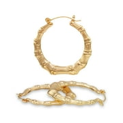 BEBERLINI Bamboo Hoop Earrings 14K Gold Plated Female Teen Girls Fashion Jewelry Large Hip Hop Hoops Copper 40 mm