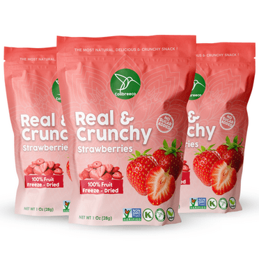 Colibreeco, Freeze-Dried Fruit, Strawberries, 1.0 Ounce (Pack of 3), Non-GMO, Kosher and Vegan, 100% Fruit, No Sugar Added, Excellent for Healthy Snacks and Gluten Free.