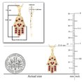 thumbnail image 2 of Dazzlingrock Collection Round Ruby Hamsa Hand Double Heart Dainty Pendant for Women with 18 Inch Gold Chain (Color Red, Clarity Highly Included) in 14K Yellow Gold, 2 of 3
