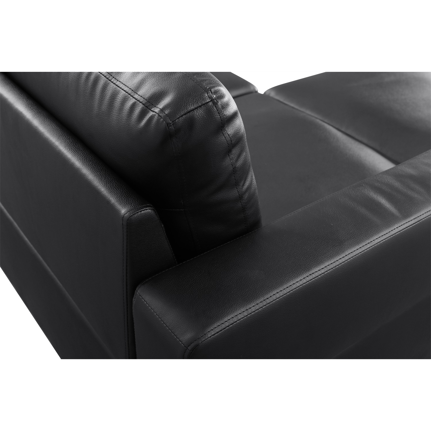 Hommoo L-Shaped Sectional Couch, Faux Leather Living Room Furniture Set for Apartment/Upstairs Loft/Living Room, Black(No Ottoman)