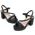 thumbnail image 3 of DADAWEN Women's Open Toe Platforms Hight Block Chunky Heels Sandals Party Wedding Dress Shoes Black 7 US, 3 of 6