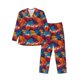 thumbnail image 1 of Balery Colorful Hawaii Palms Pijama para Hombre de Dos Piezas con Manga Larga, Conjunto de Dormir y Descanso Suave con Bolsillos-Large, 1 of 7