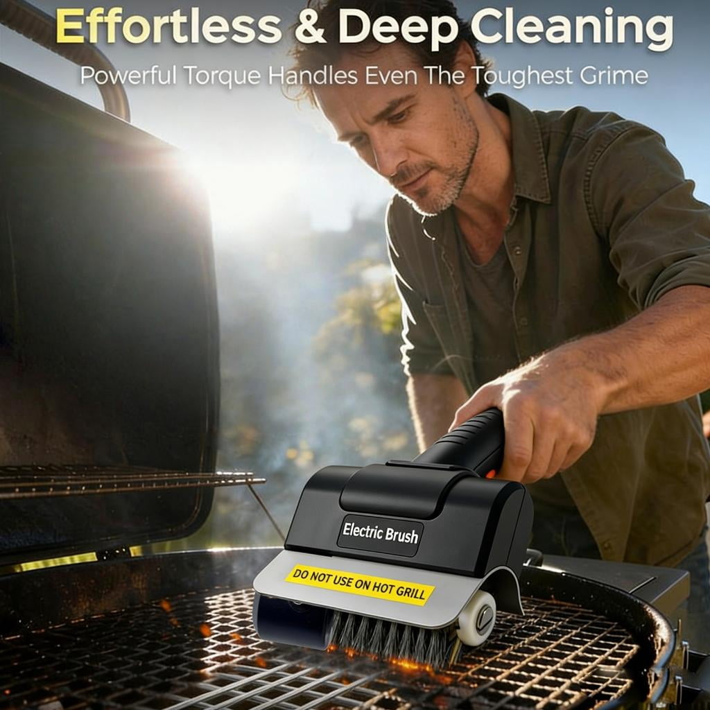 HannLk Cordless Grill Scrubber Rechargeable Cleaning Brush For Camping And Backyard