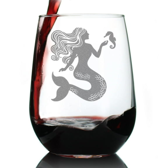 Bevvee Stemless Wine Glass 17 oz Mermaid Mermaid Enthusiast Gifts Wine Glasses