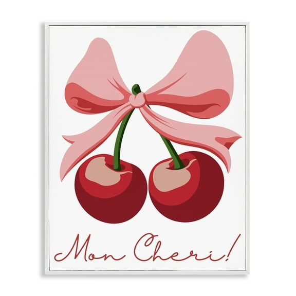 Stupell Industries Mon Cheri Bow Cherries White Framed Giclee Art, design by Marcus Prime