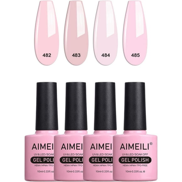 TRAHOO-Pink Gel Nail Polish Soak Off U V LED Hema Free Gel Polish Colors for Nail Art DIY Gel Nail Manicure Kit Set Of 4pcs X 10ml - Kit Set 27