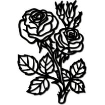 Metal Wall Art Decor Rose Flower Black Wall Signs Iron Hanging Metal Ornament Sculpture