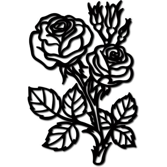 Metal Wall Art Decor Rose Flower Black Wall Signs Iron Hanging Metal Ornament Sculpture